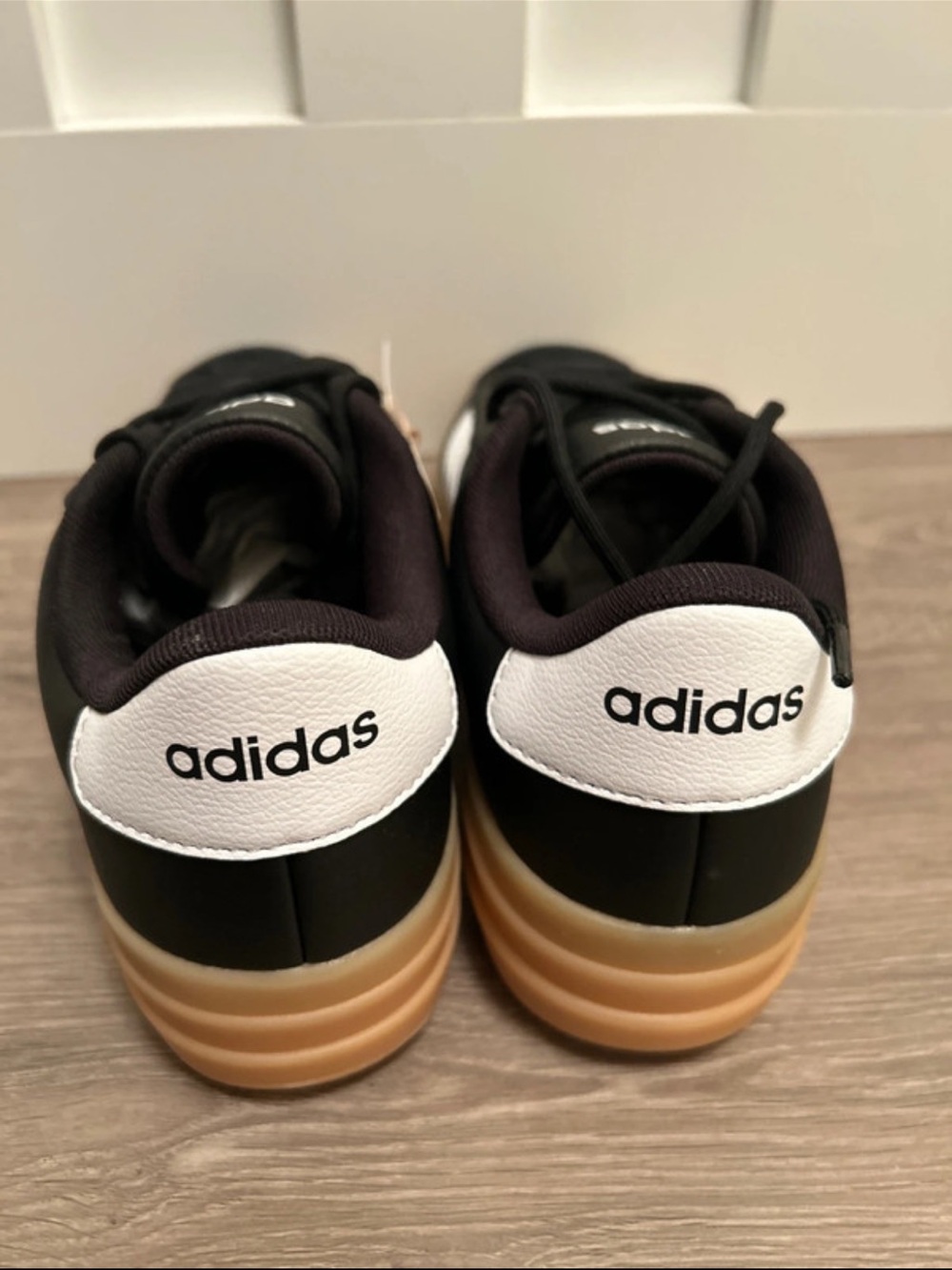 adidas Black White Platform Athletic Sneakers with Gum Sole - Picture 3 of 4